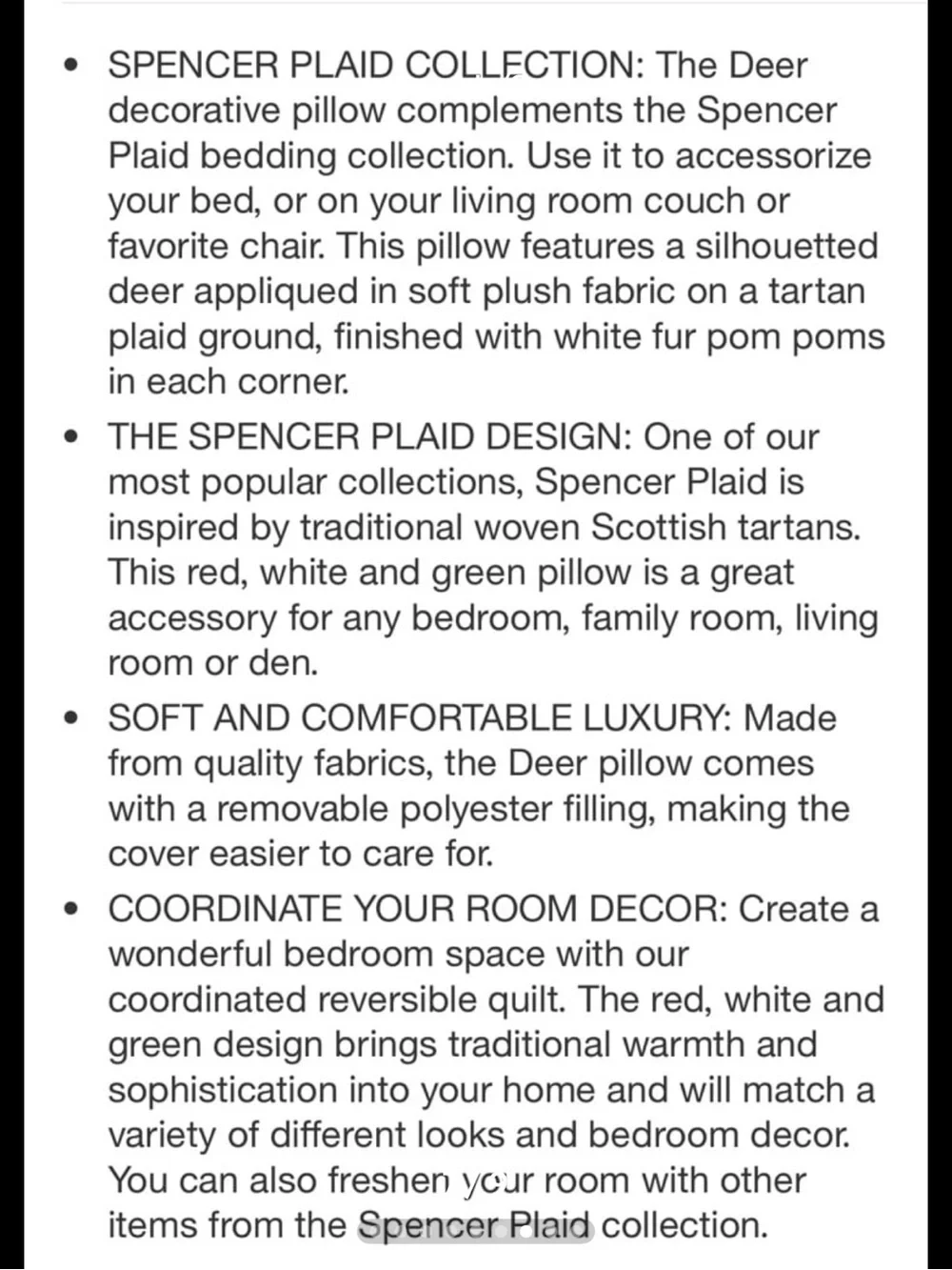 NWT Levtex Home Spencer Plaid Reindeer Throw Pillow - White Reindeer Accent